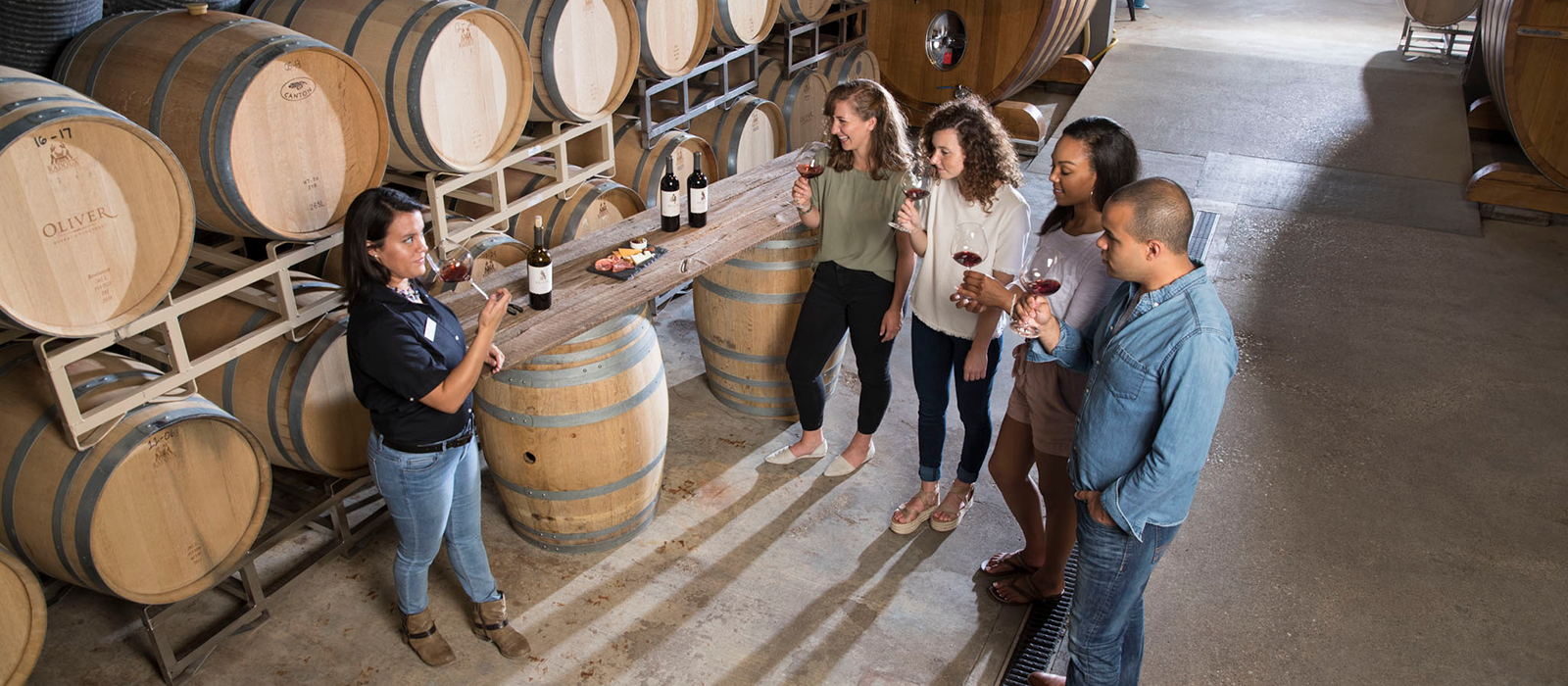 Walking tour led by an Oliver Winery staff member.