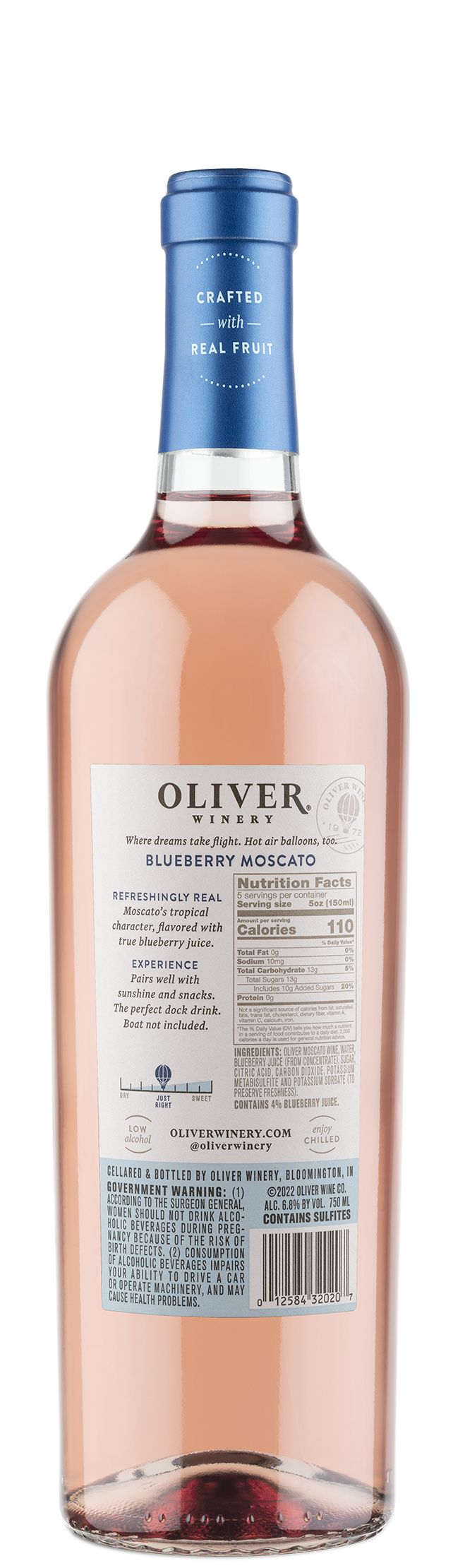 Oliver Winery Vine Series Blueberry Moscato Nutrition Information