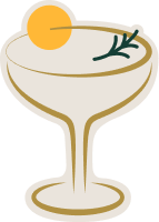 Coupe glass icon with lemon garnish