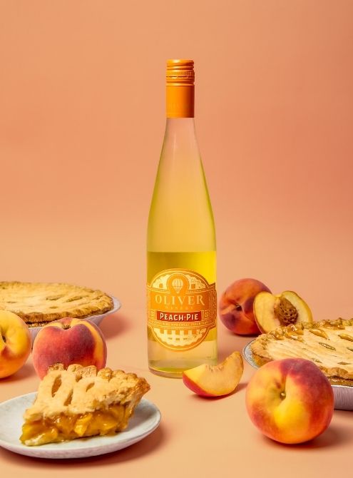 Oliver Winery Peach Pie Wine with Fresh Peaches and Pies