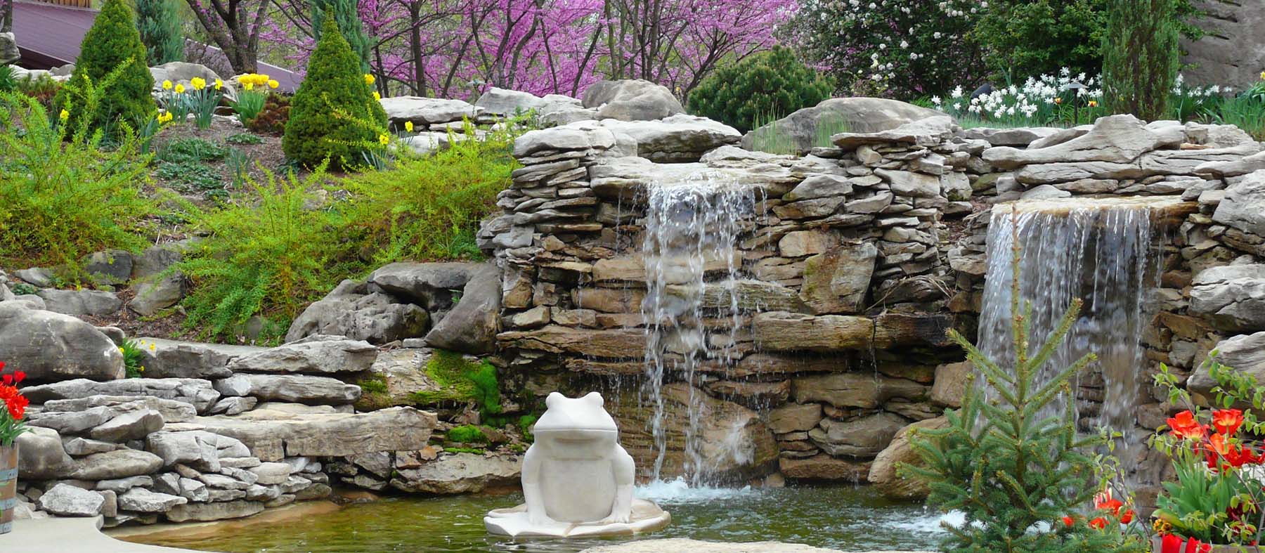 Limestone installations in the Oliver Winery gardens