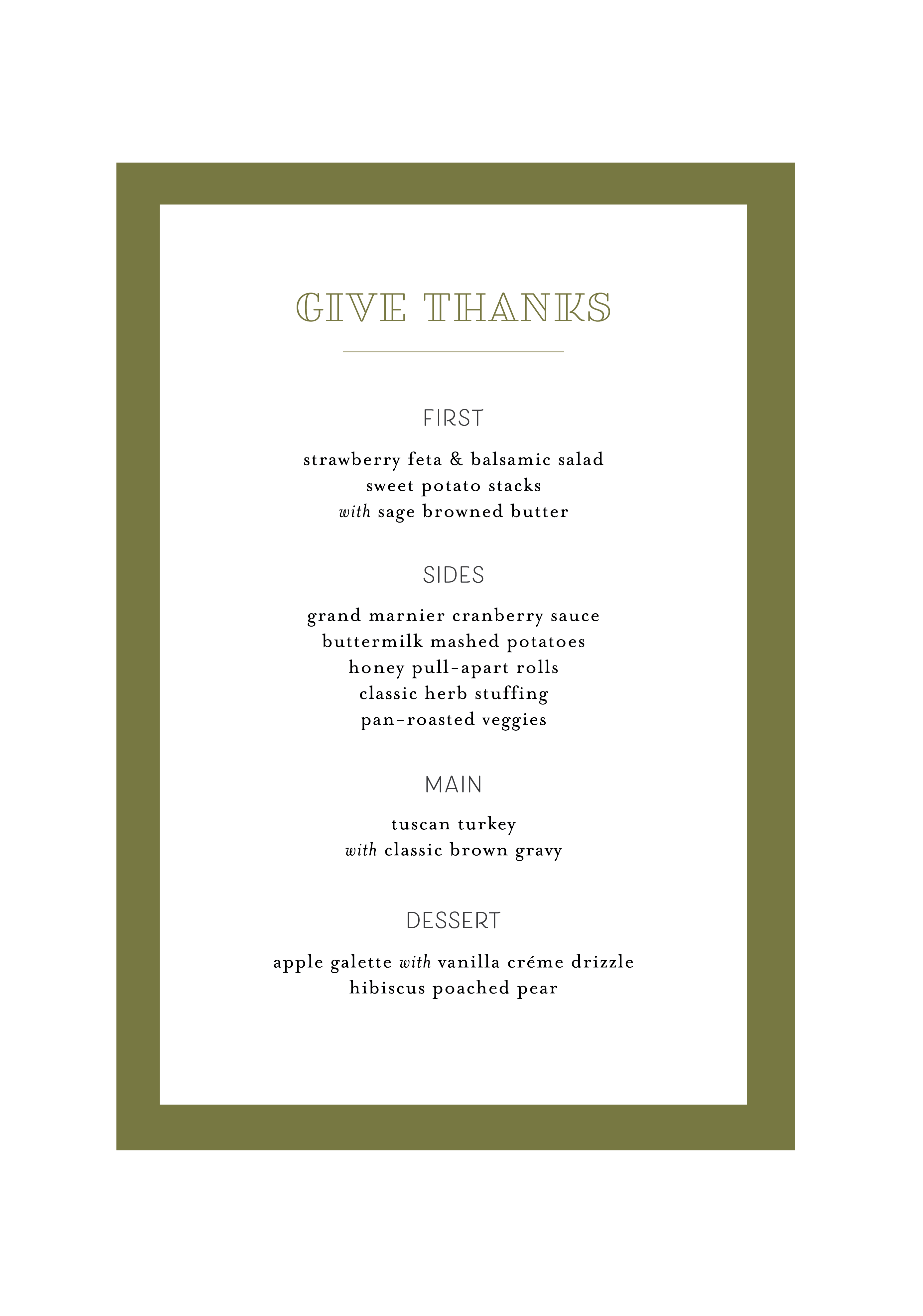 Thanksgiving Menu