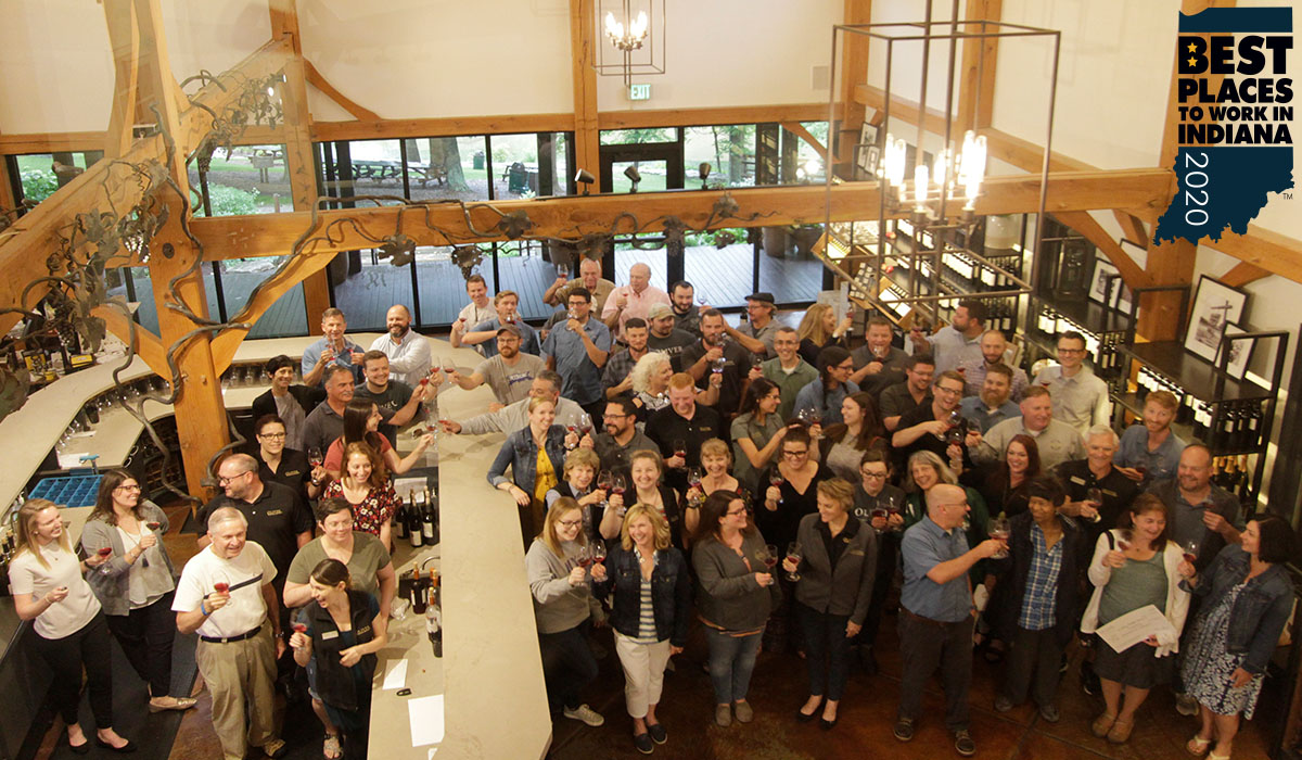 Oliver Winery's staff giving cheers to one another