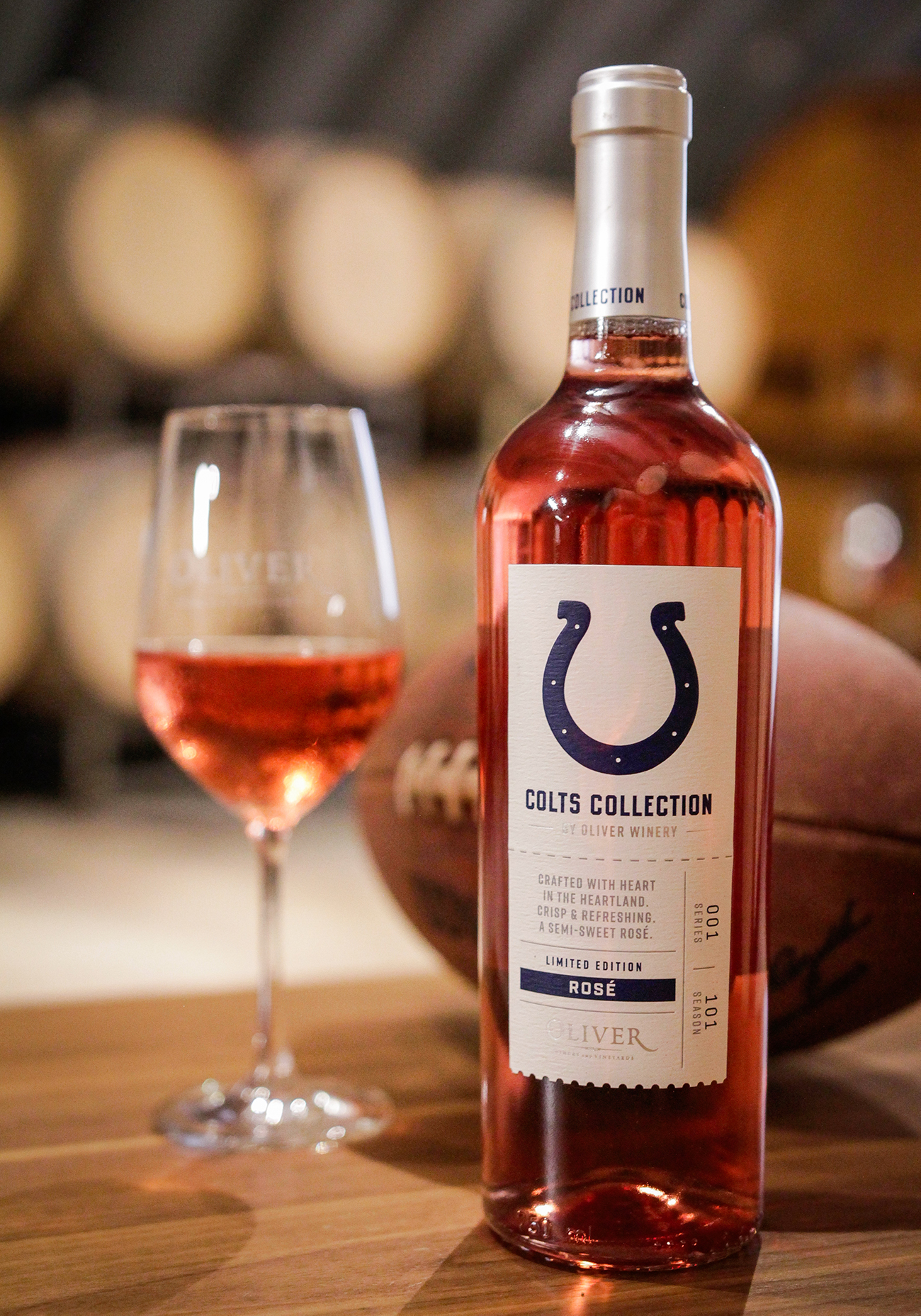 Colts Collection Rosé in the Oliver Winery cellar