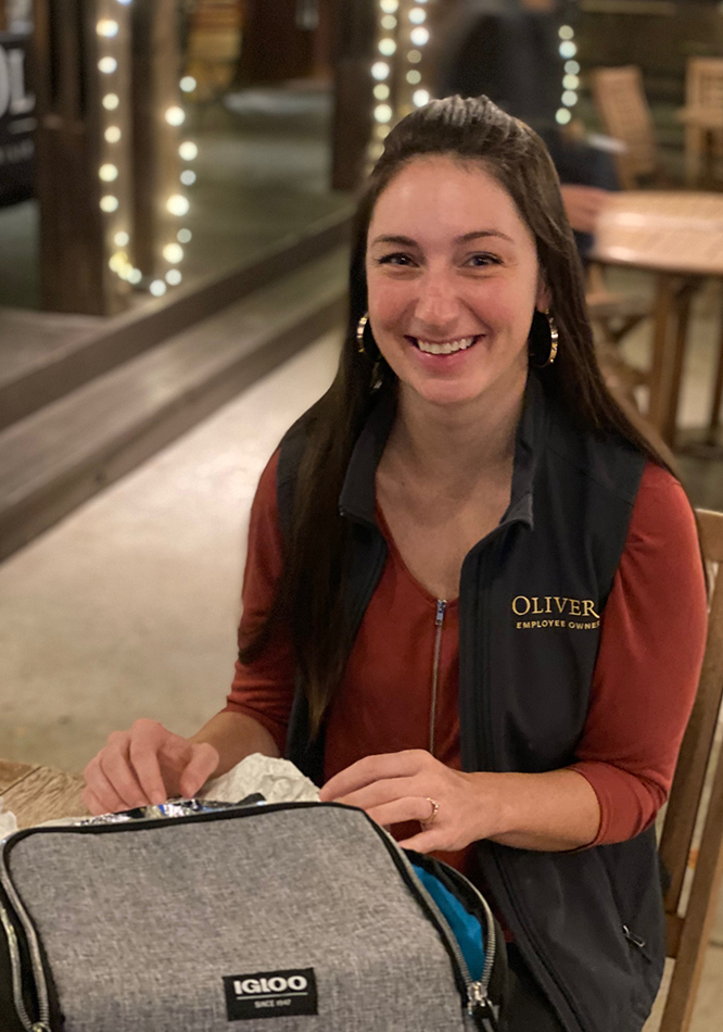 Darcie is all smiles as she enjoys her ESOP breakfast.