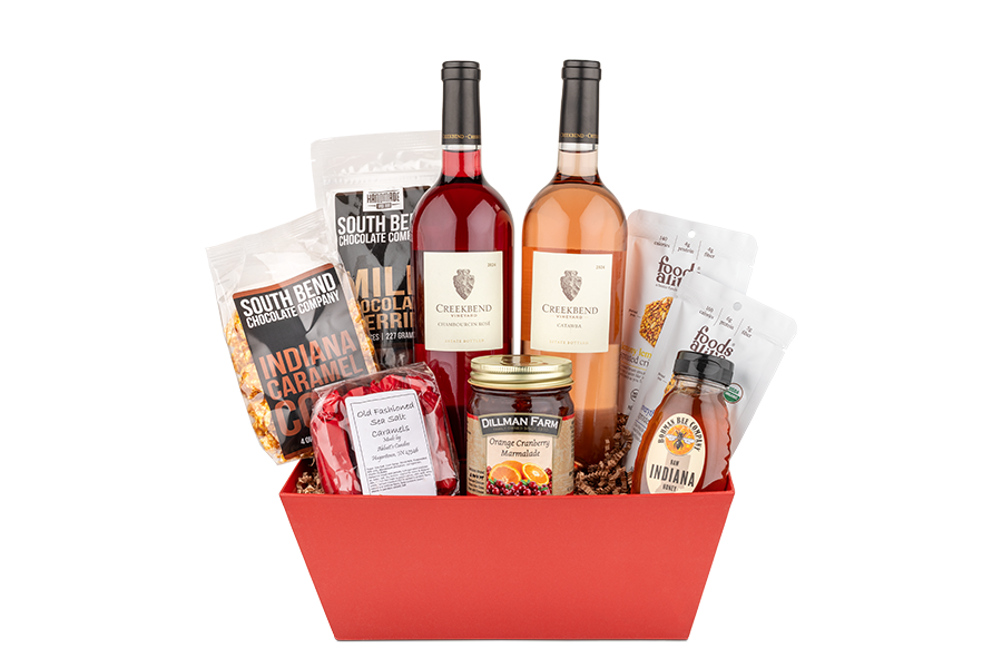 Gift Basket: Indiana's Finest + Chambourcin Rosé + Catawba Details