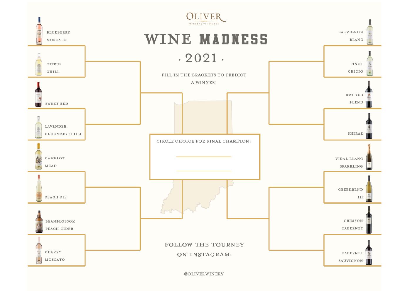 Oliver Winery Wine Madness 2021 Tournament Field