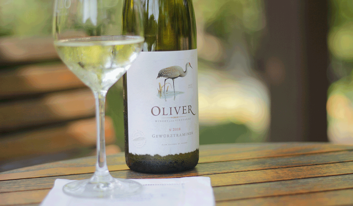 Oliver Gewürztraminer enjoyed on the patio on a hot summer evening.