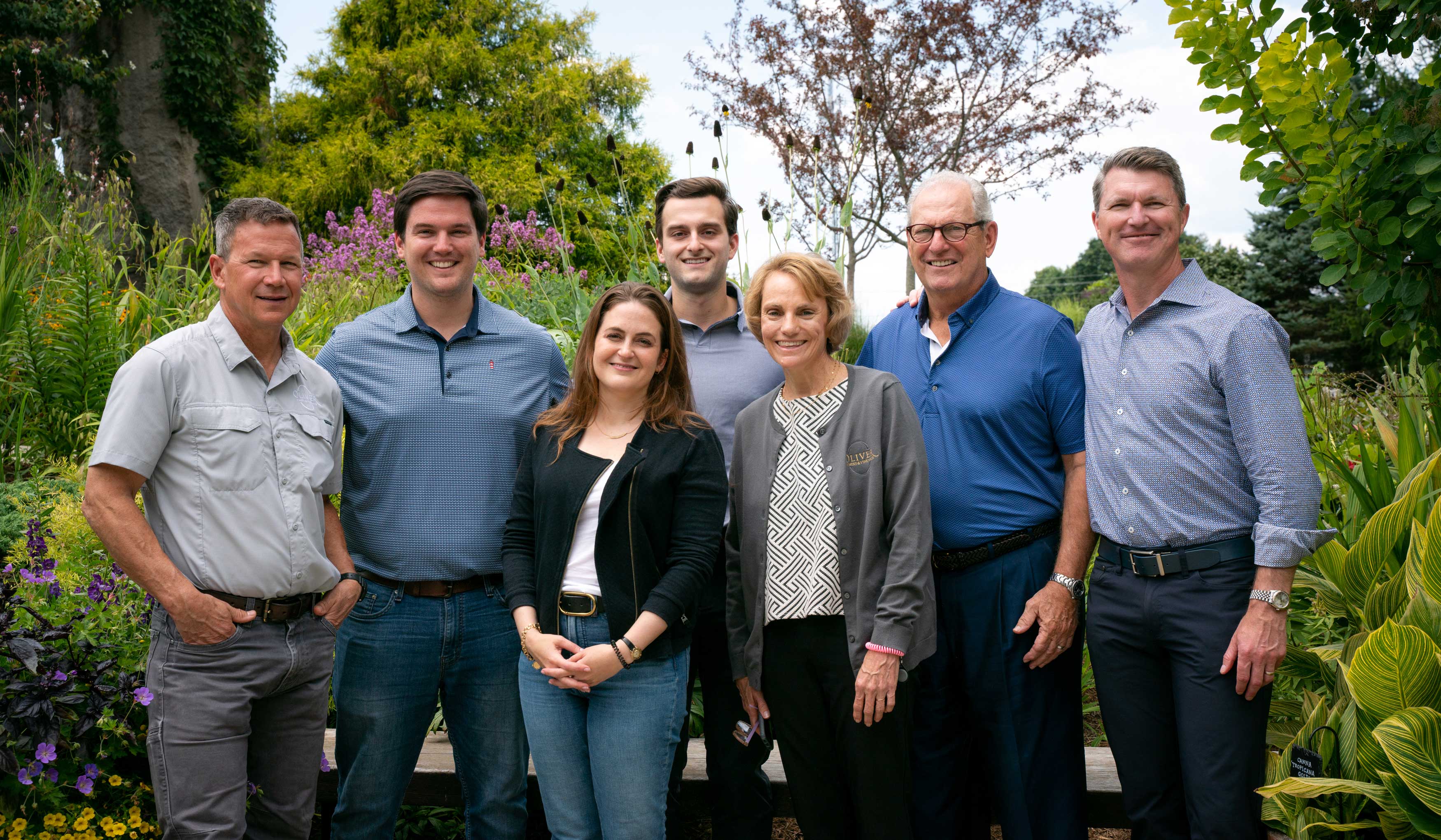Oliver Winery Board Members pose for a group photo on the winery grounds in Bloomington, Indiana.