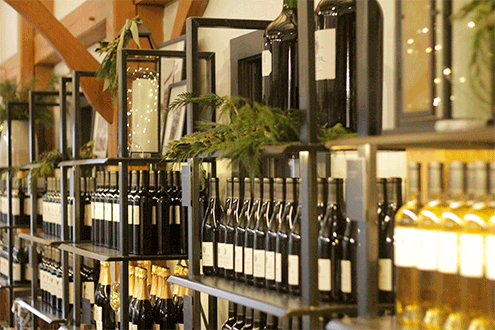 The Oliver Winery Tasting Room is decked in holiday cheer.