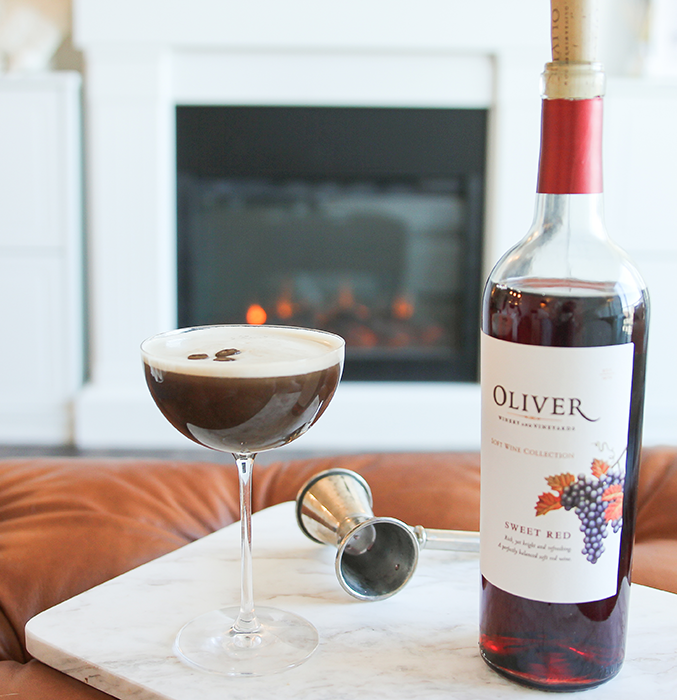 Oliver Winery Sweet Red Wine in Espresso Martini Cocktail