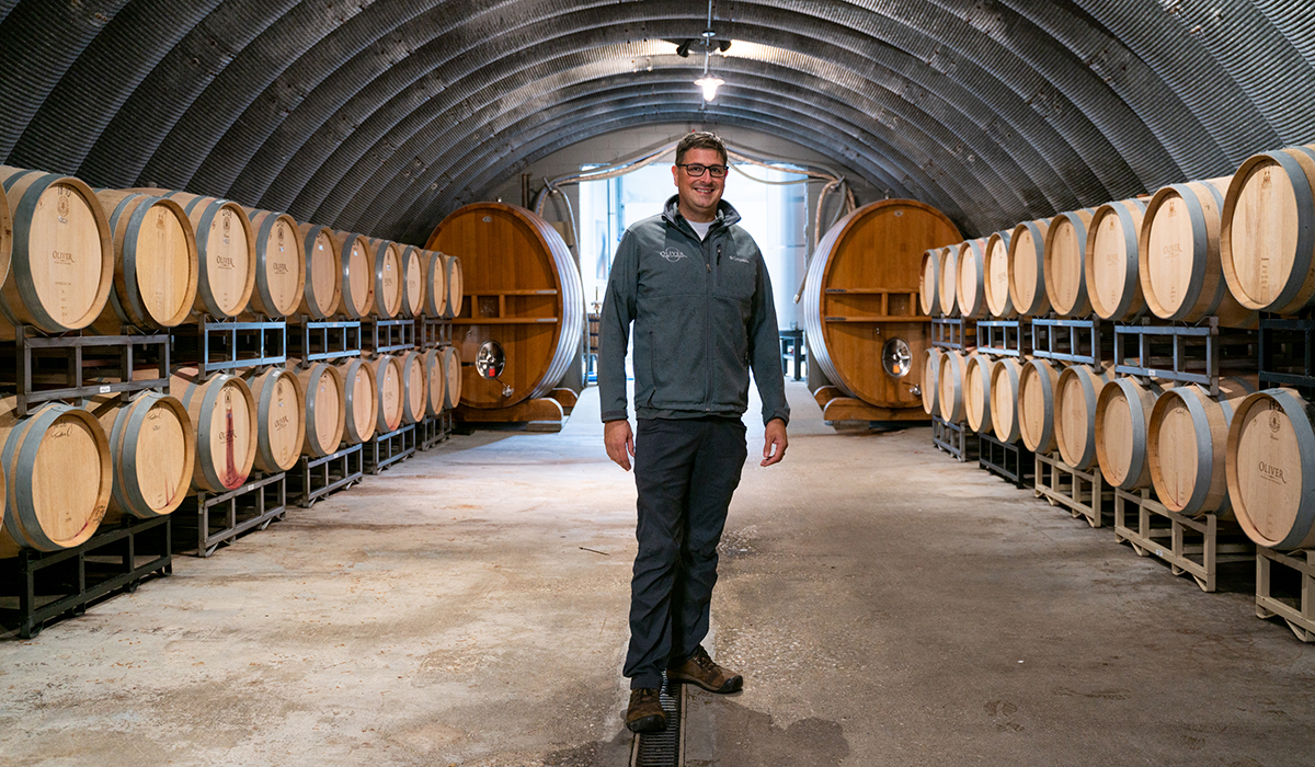 Jim Graves in the Oliver Winery Cellar