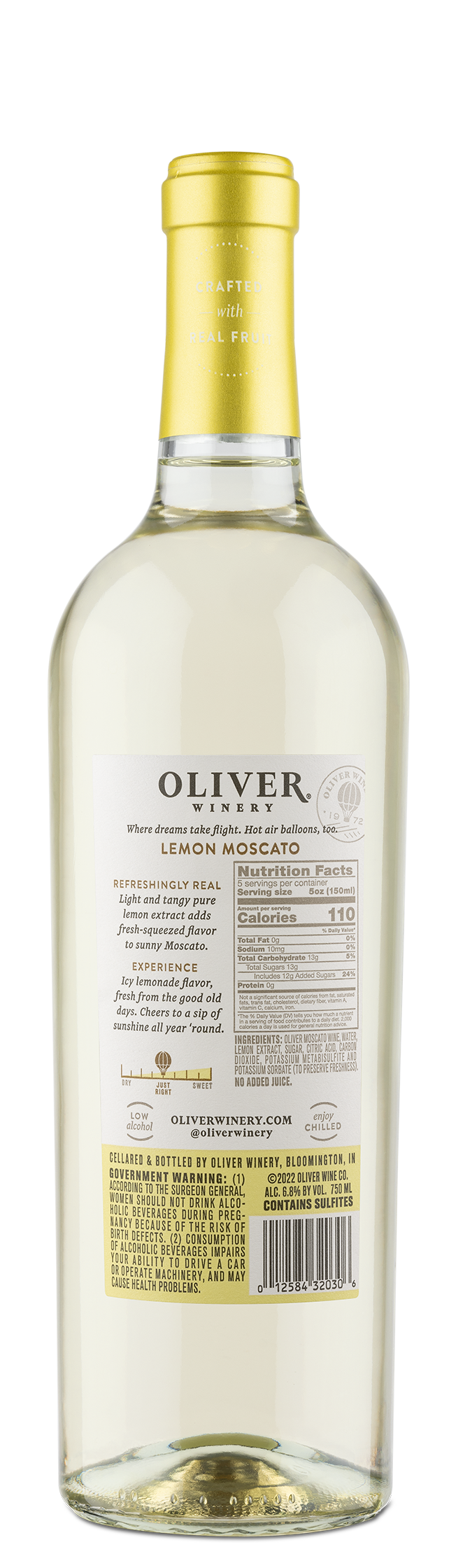 Oliver Winery Vine Series Lemon Moscato Nutrition Information