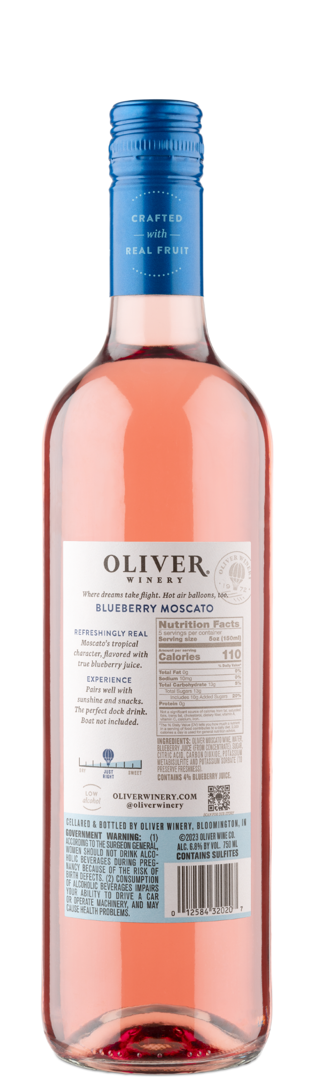 Oliver Winery Vine Series Blueberry Moscato Nutrition Information