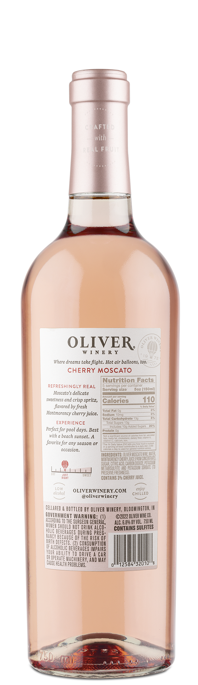 Oliver Winery Vine Series Cherry Moscato Nutrition Information