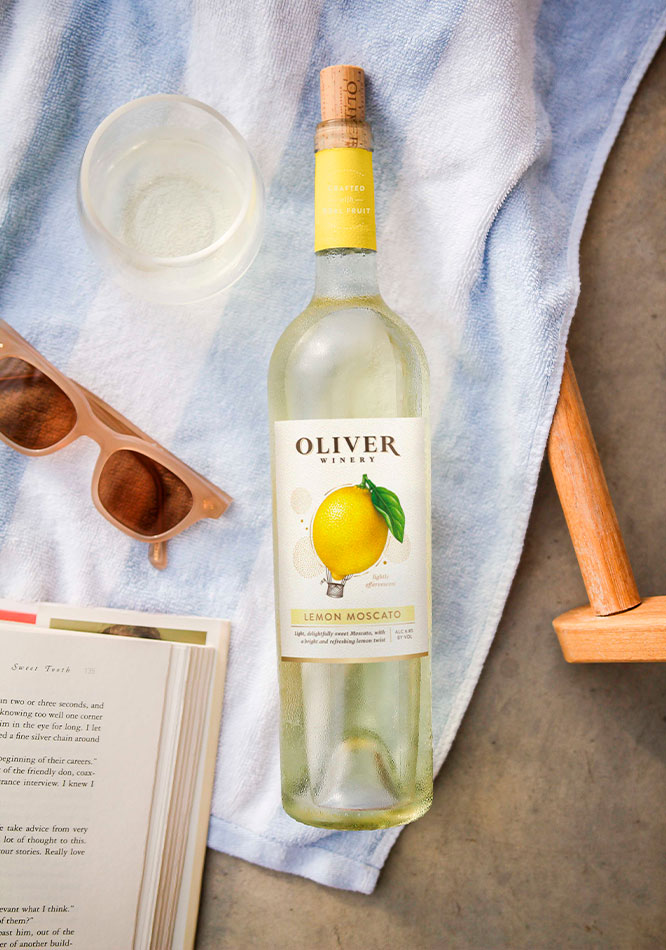 Oliver Winery's Lemon Moscato is a refreshing sipper made from real lemon extract.