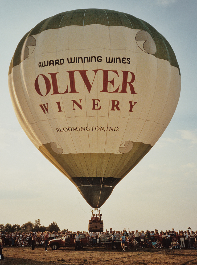 Oliver Winery's first Cameron hot air balloon envelope took flight in 1985.