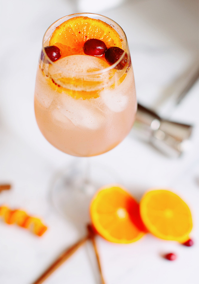 Oliver Blueberry Moscato gets a holiday twist in the Cinnaberry Spritz, for a delicious sparkling, citrusy cocktail.