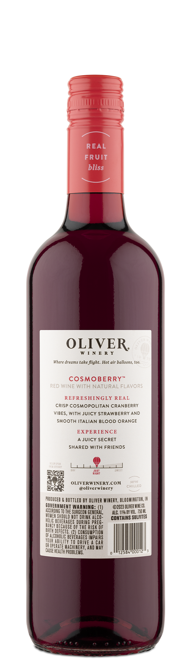 Oliver Cosmoberry - Sweet Red Wine Back Label