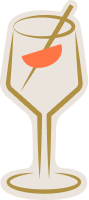 Wine glass icon with peach garnish