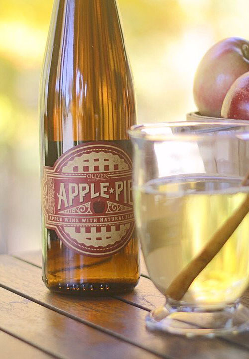 Delicious Oliver Winery Apple Pie Wine, served warm with a cinnamon stick