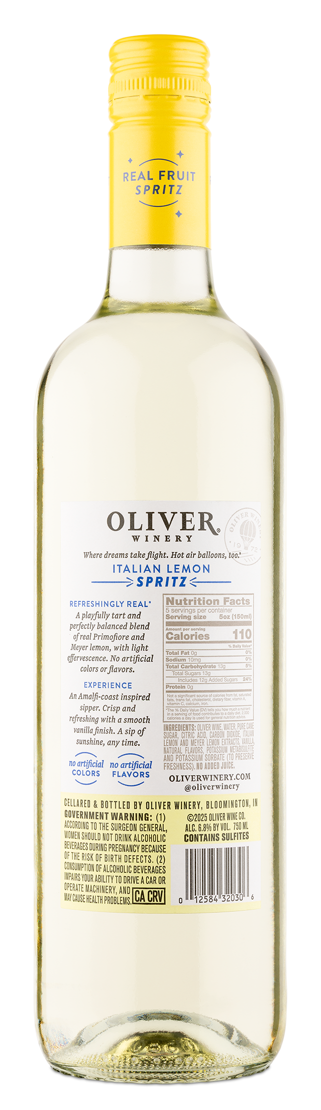 Oliver Winery Italian Lemon Spritz Nutrition Information