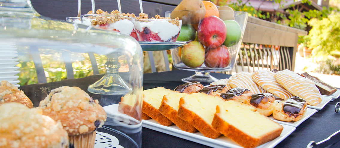 Light breakfast, juice, and coffee during Oliver Winery Music & Mimosas events.