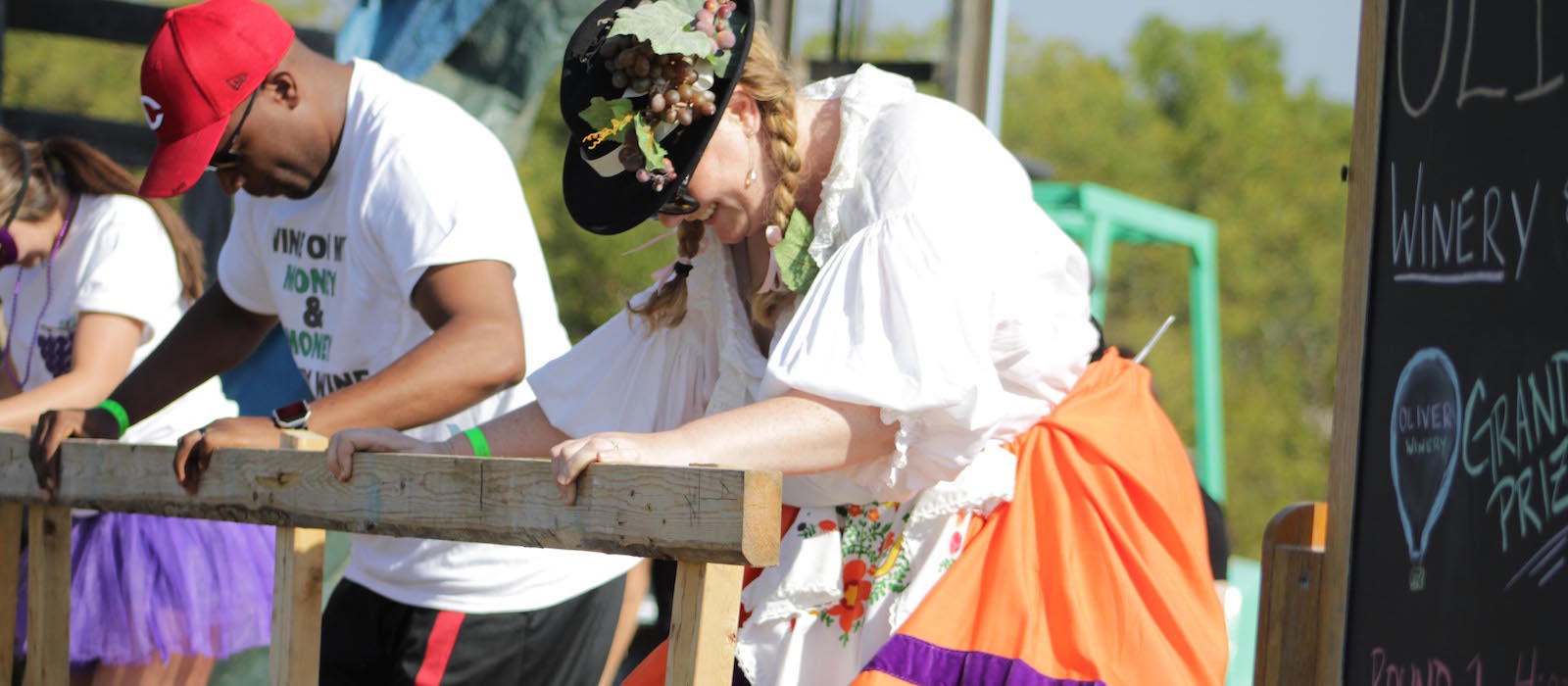 Grape Stomp contestants battle for victory at the Grape Stomp World Championship.